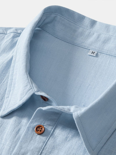 Aristides® | Short Sleeve Linen Look Polo Collar Shirt