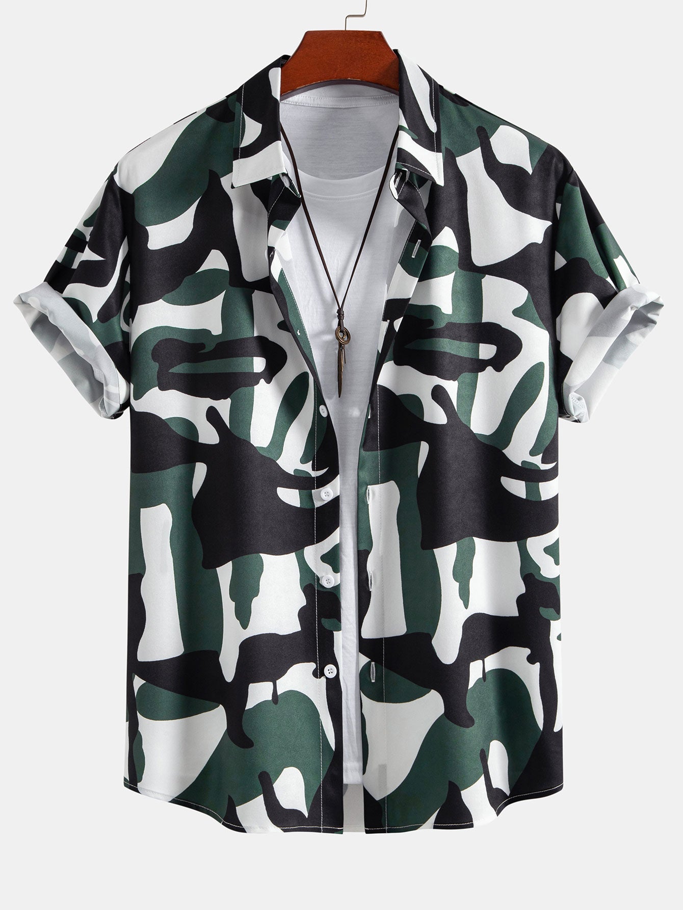 Joel® | Colorblock Print Button Up Shirt & Swim Shorts