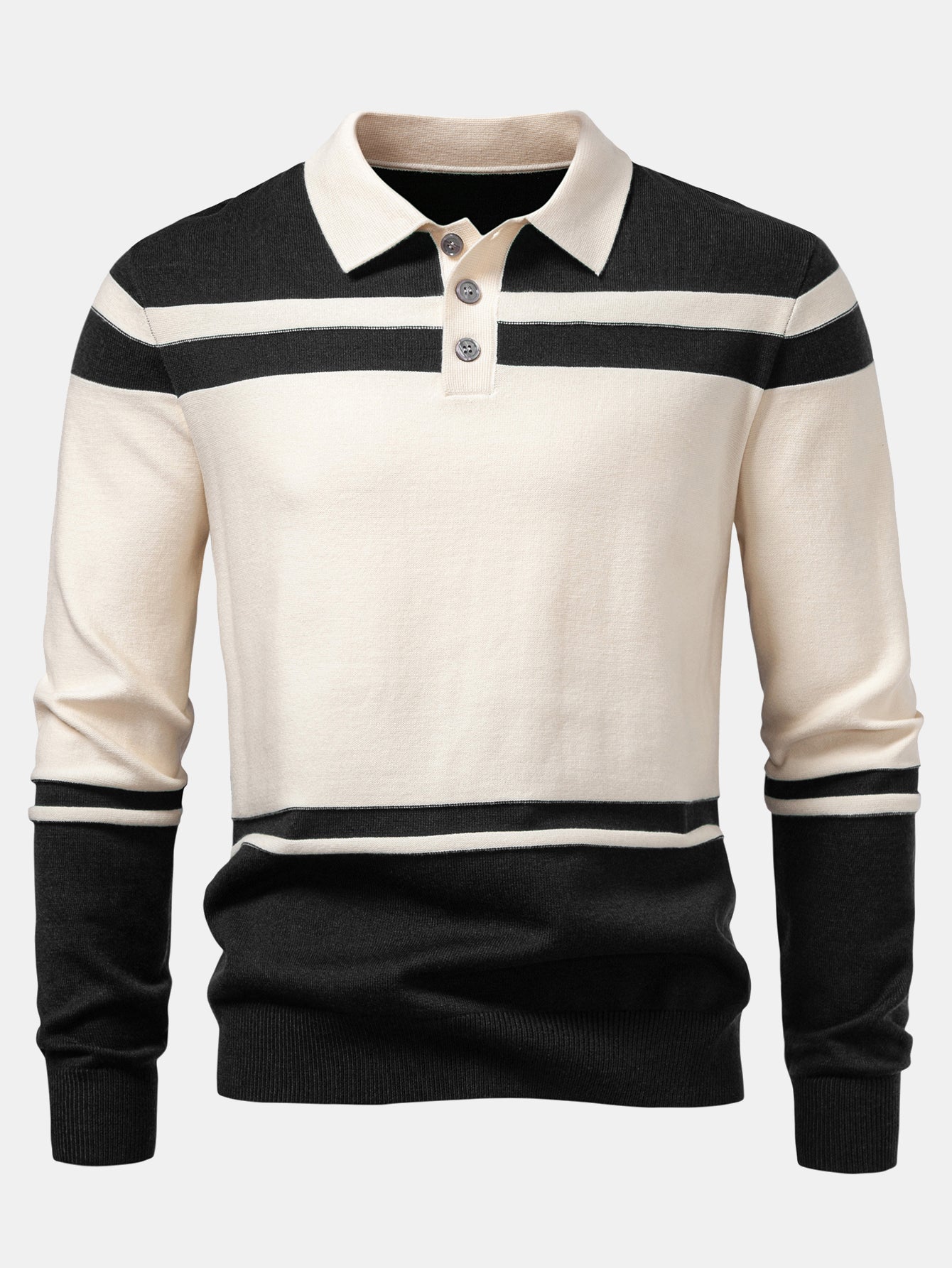 Alonso® | Long Sleeve Color Block Knit Polo Shirt