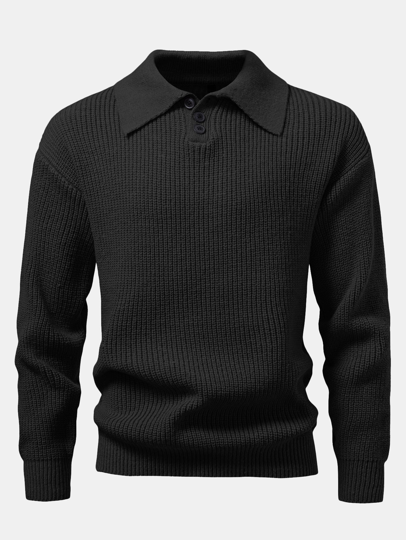 Adamari® | Long Sleeve Textured Knit Polo Shirt