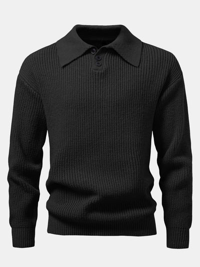 Adamari® | Long Sleeve Textured Knit Polo Shirt