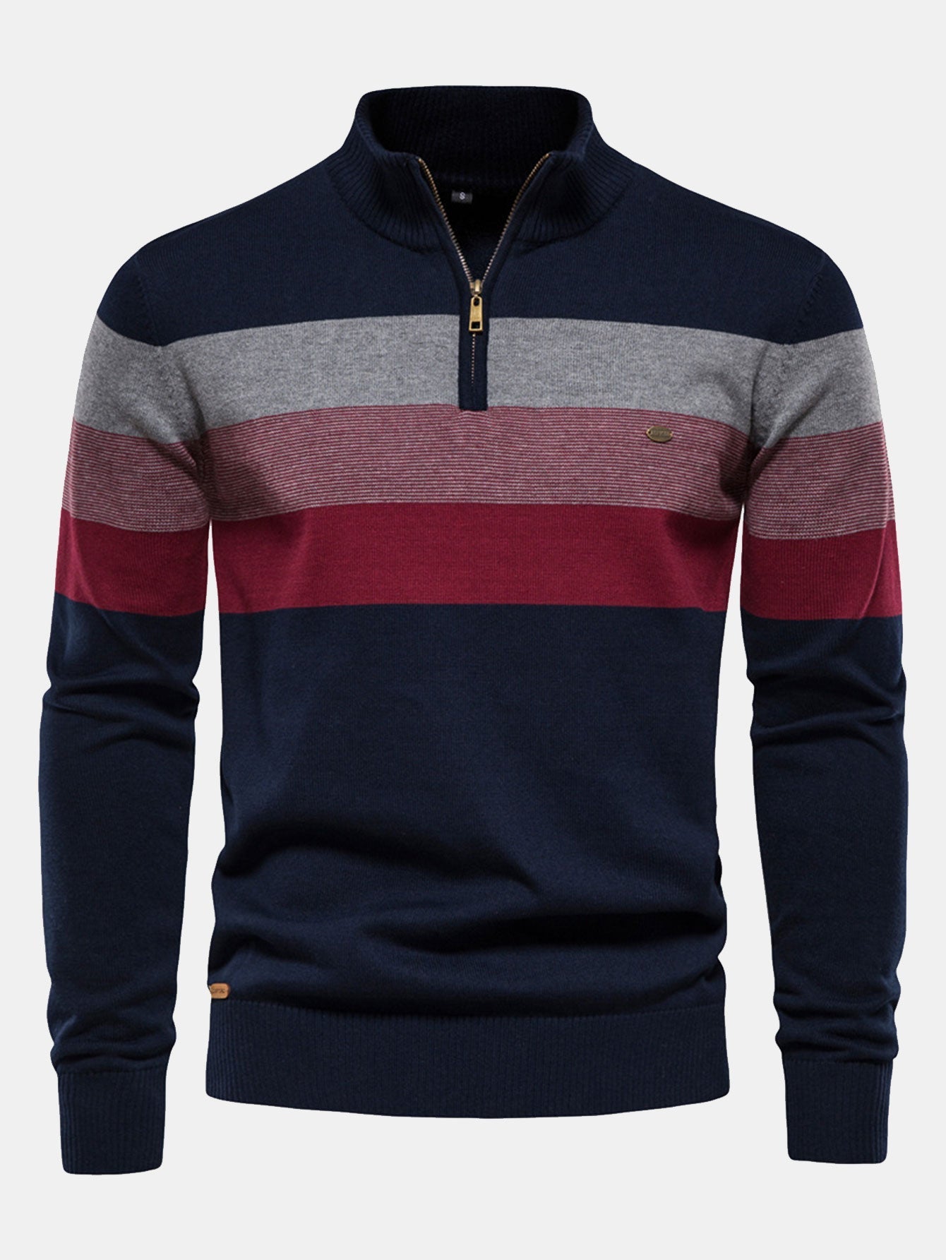 Gracián® | Contrast Stripe Quarter Zip Sweater