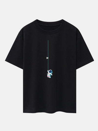 Kevin® | Astronaut On A Rope Print Drop Shoulder Oversize T-Shirt