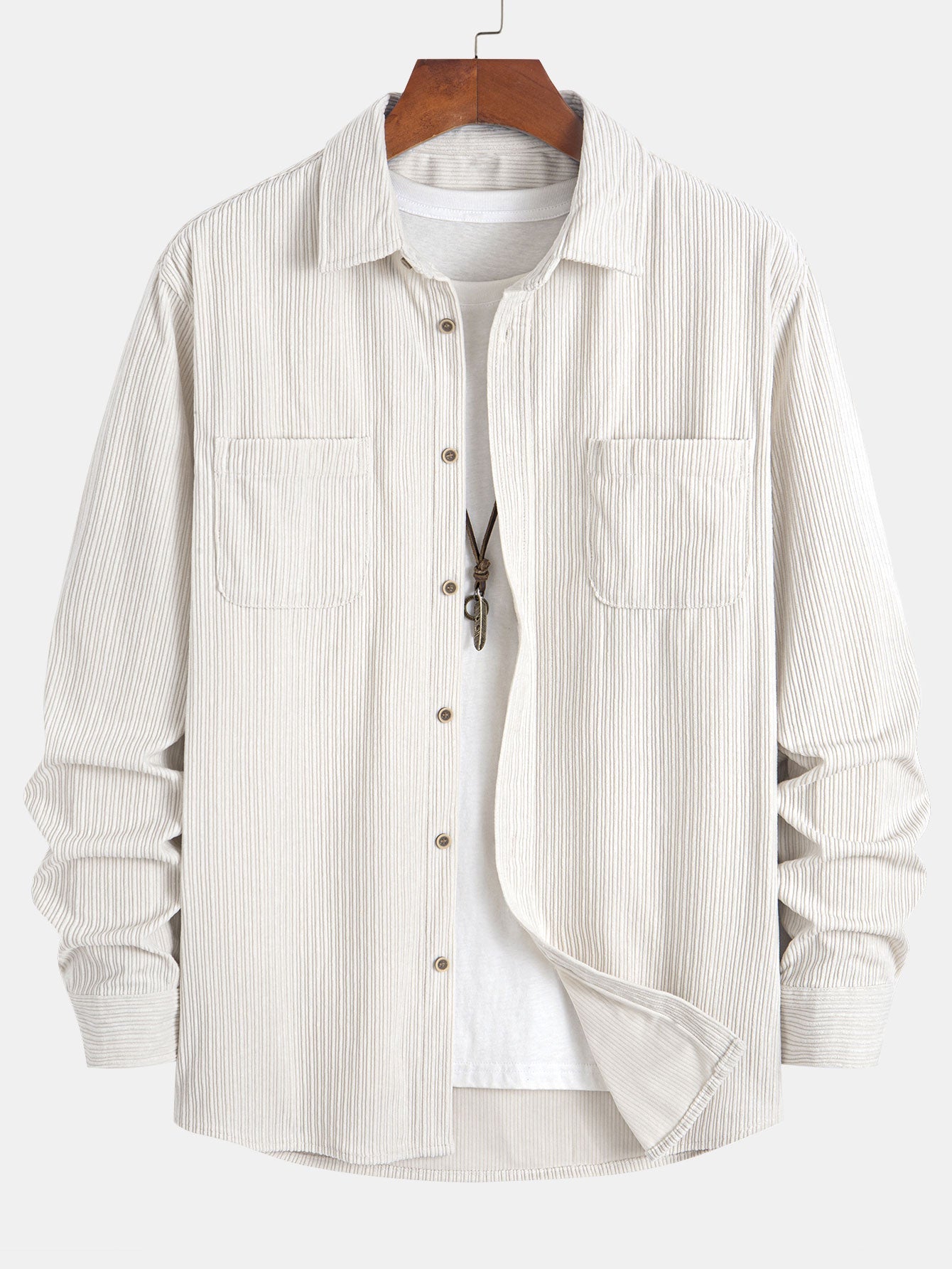 Kareem® | Long Sleeve Corduroy Pocket Button Up Shirt
