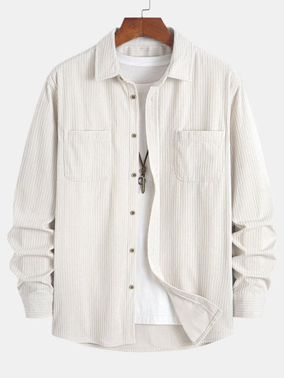 Kareem® | Long Sleeve Corduroy Pocket Button Up Shirt