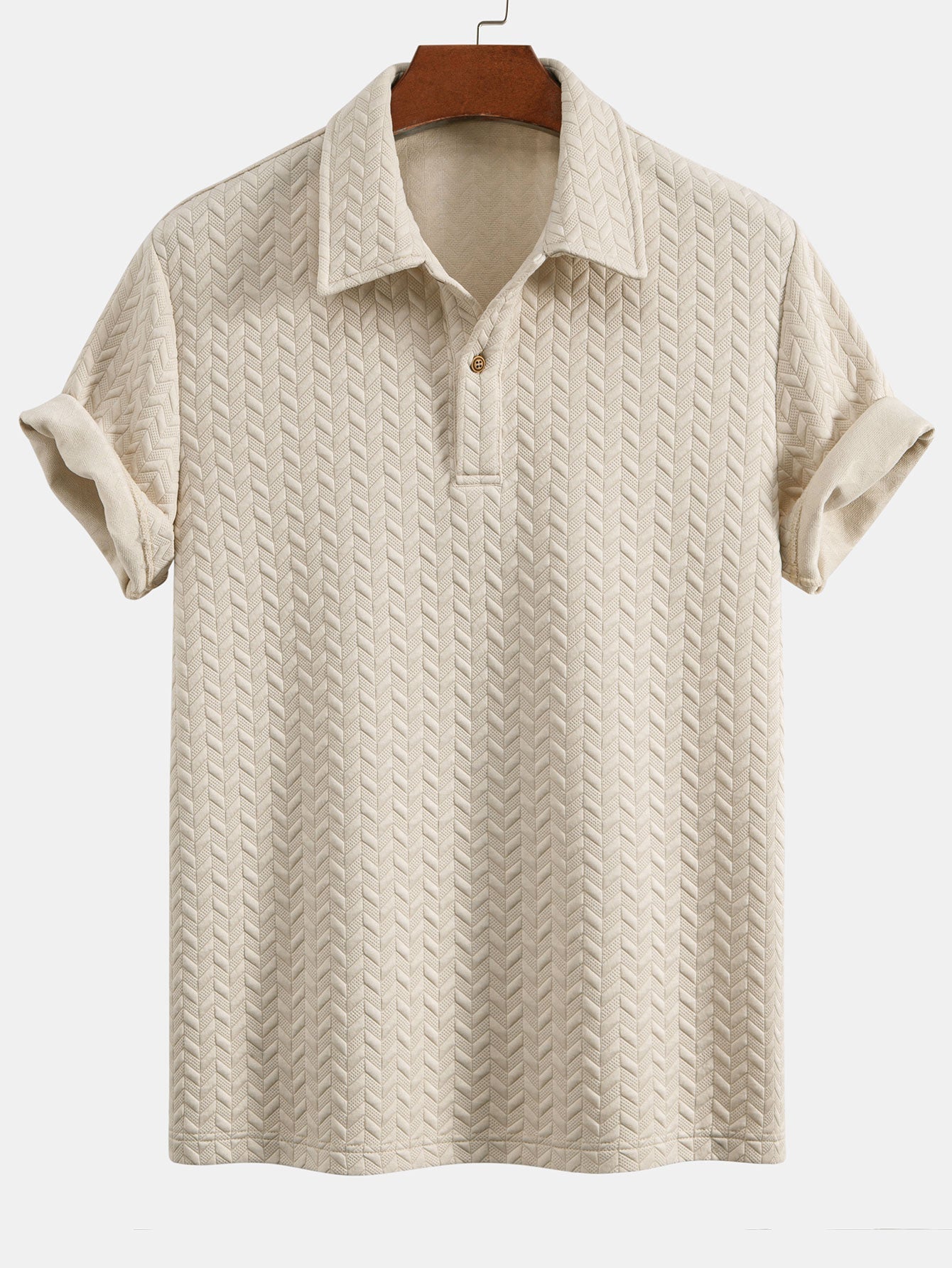 Celestino® | Short Sleeved Jacquard Textured Polo