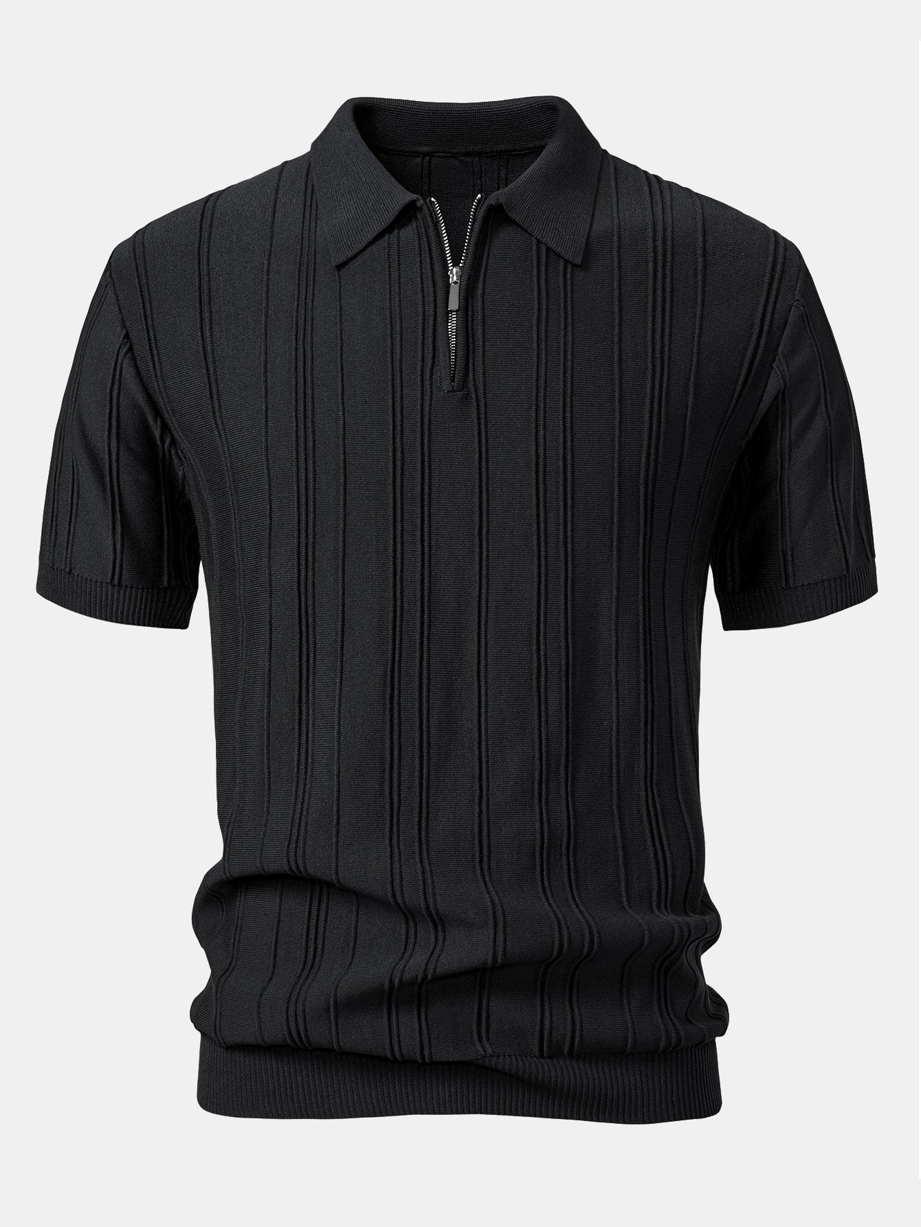 Hunter | Stripe Jacquard Zipper Knit Polo Shirt