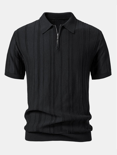 Hunter | Stripe Jacquard Zipper Knit Polo Shirt