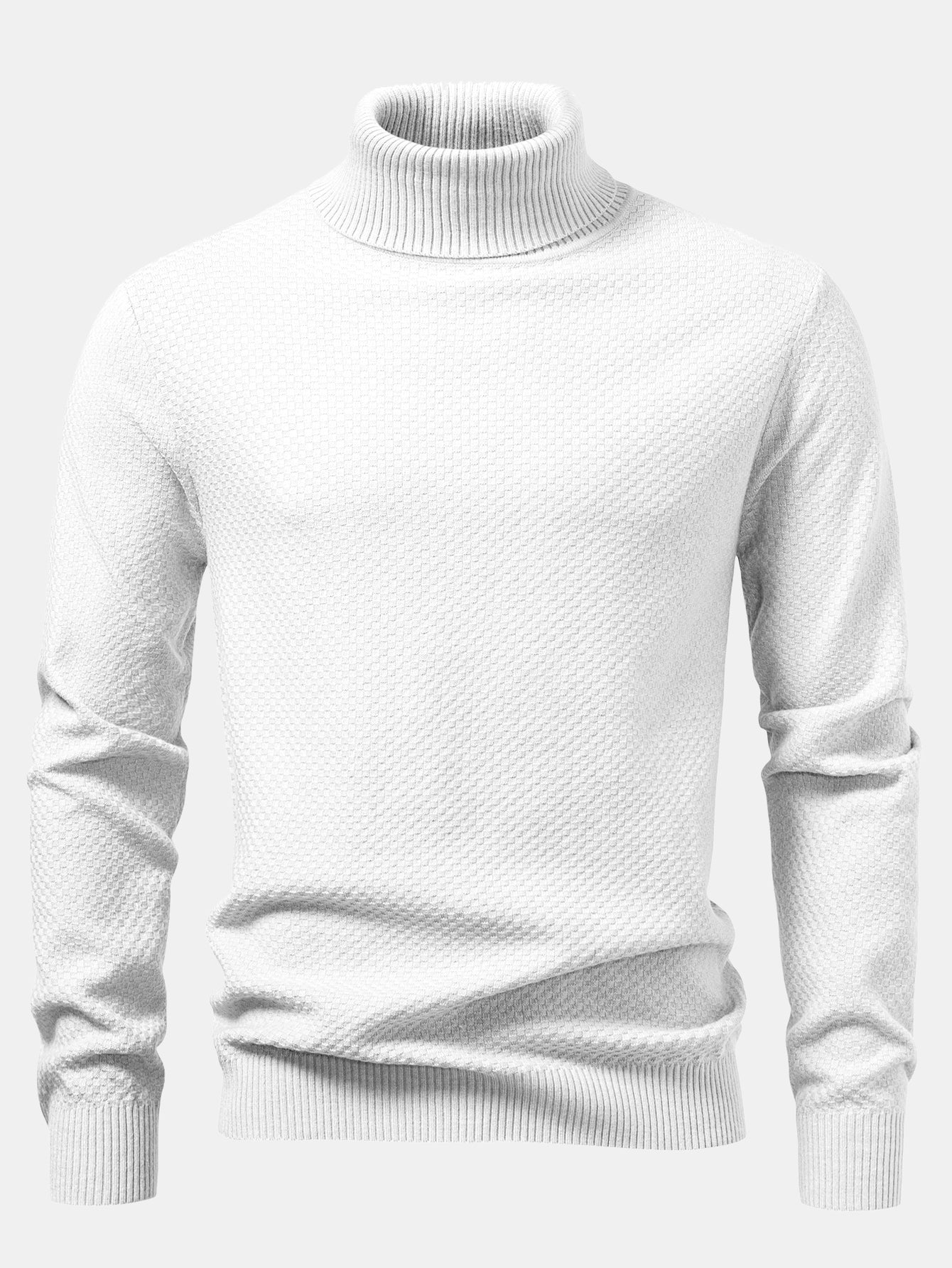 Amaro® | Checkerboard Textured Turtle Neck Sweater