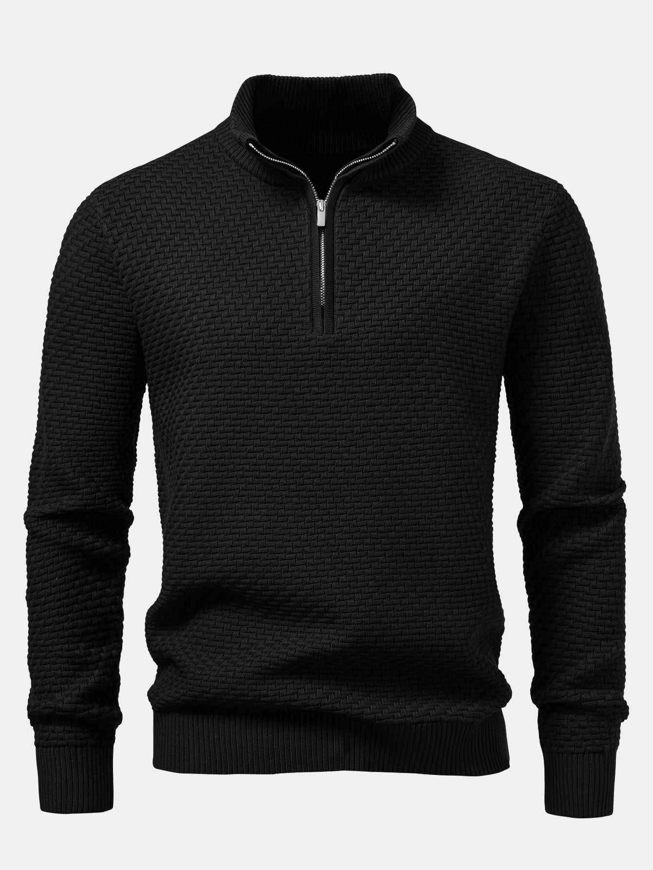 Alarico® | Wave Jacquard Quarter Zip Sweater
