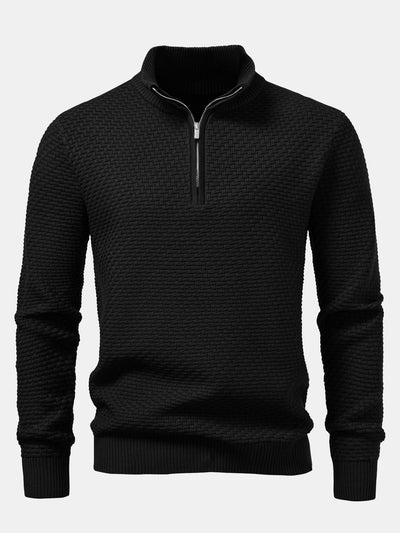 Alarico® | Wave Jacquard Quarter Zip Sweater