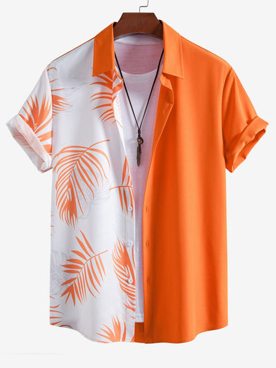 Angus® | Leaf Print Patchwork Button Up Shirt