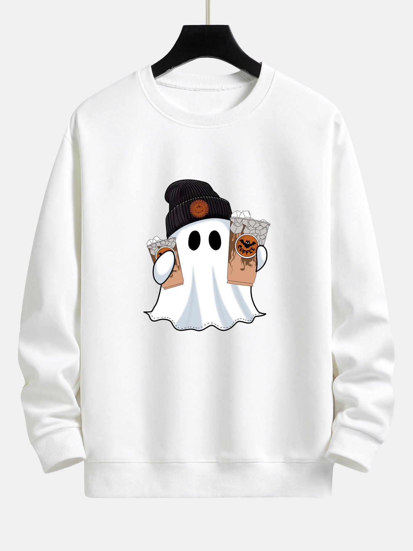 Calixto® | Halloween Ghost Coffee Print Relax Fit Sweatshirt
