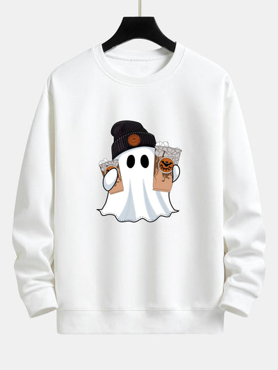 Calixto® | Halloween Ghost Coffee Print Relax Fit Sweatshirt