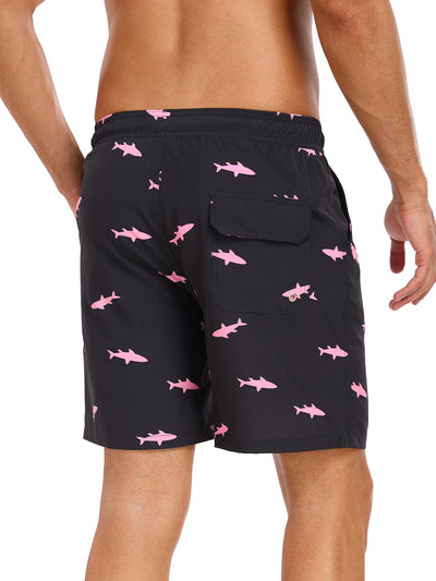Acisclo® | 2 In 1 Pink Shark Print Swim Shorts