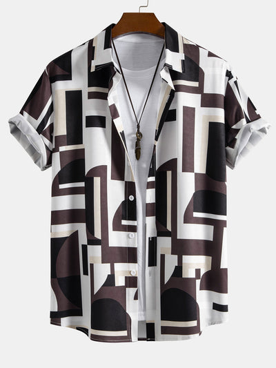 Magín® | Geometry Colorblock Print Button Up Shirt