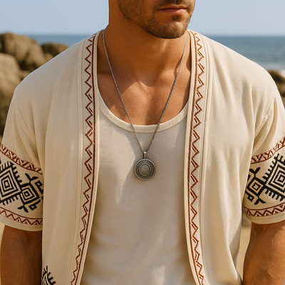 Ellis | Men'S Summer Fashion Exquisite Embroidered Linen Short Sleeve Open Shirt