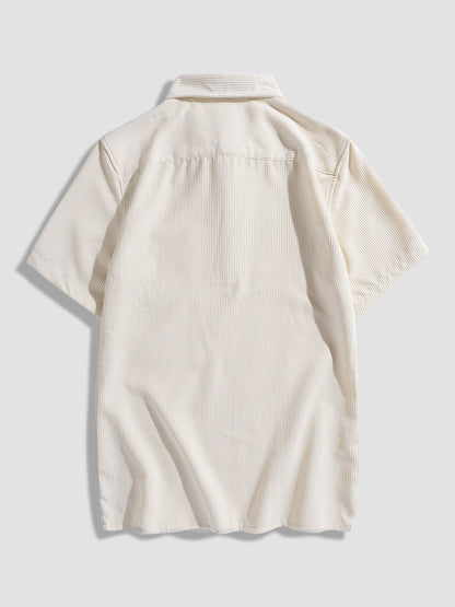 Abelardo® | Corduroy Solid Short Sleeve Basic Shirts
