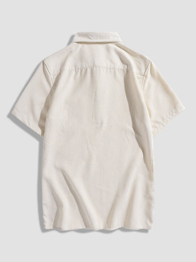 Abelardo® | Corduroy Solid Short Sleeve Basic Shirts
