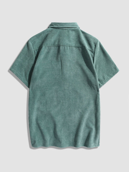Abelardo® | Corduroy Solid Short Sleeve Basic Shirts