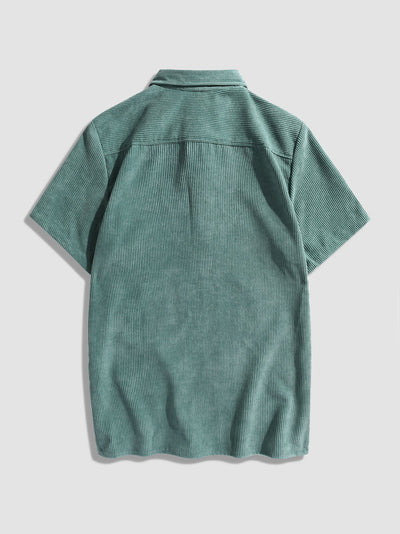 Abelardo® | Corduroy Solid Short Sleeve Basic Shirts
