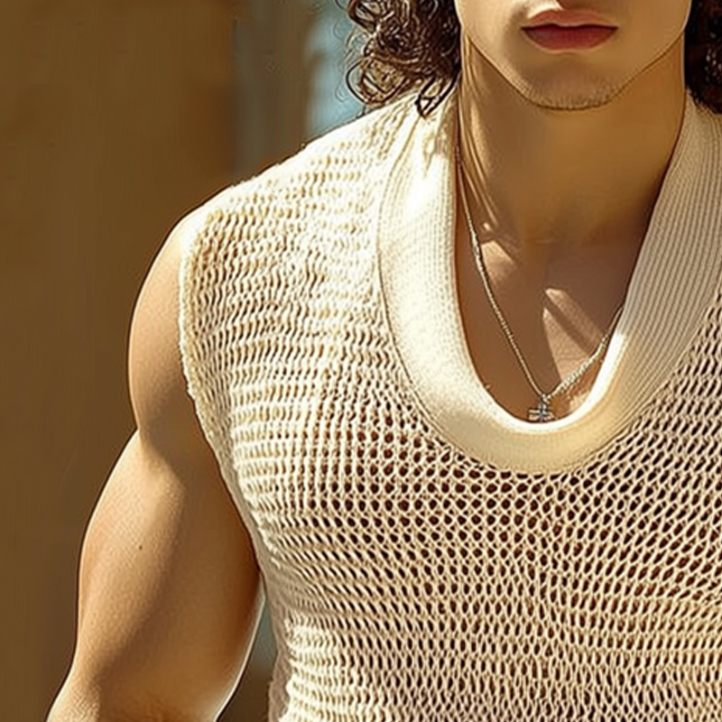 Luis | Men'S Summer Basic Mesh Knitted Crew Neck Tank Top