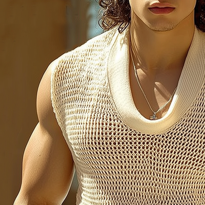 Luis | Men'S Summer Basic Mesh Knitted Crew Neck Tank Top