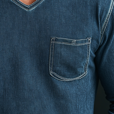 Sergio | Men'S Simple Faux Denim Long Sleeve T-Shirt