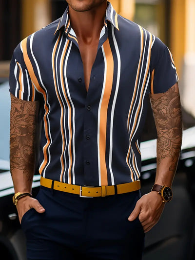 Lori® | Striped Short Sleeve Button For Men