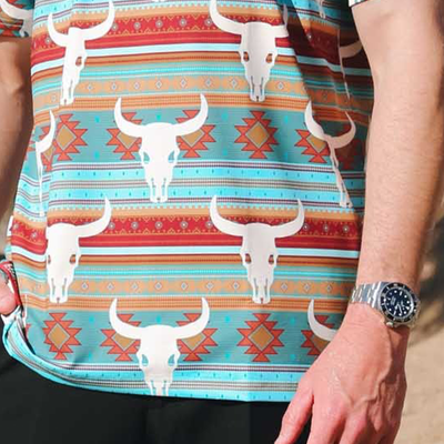 Mark | Men'S Western Cowboy Style Printed Short-Sleeved Polo Shirt