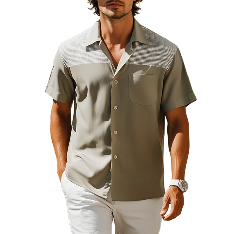 Jon | Men'S Spring And Summer Fashion Casual Lyocell Tweed Short Sleeve Shirt