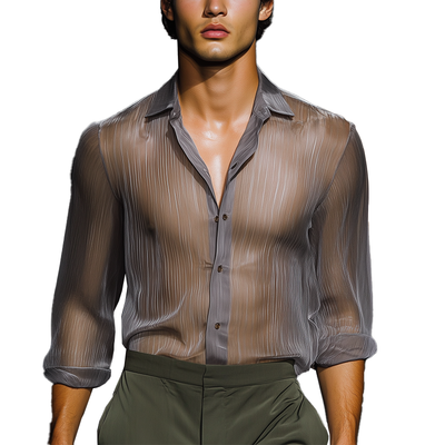 Teodoro | Men'S Simple Chiffon Long-Sleeved Shirt (No Lining)