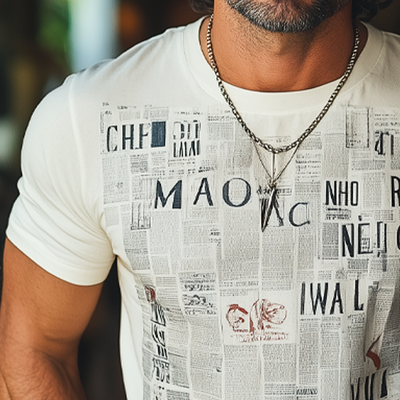 Erik | Men'S Summer Fashion Newspaper Printed Round Neck Short Sleeve T-Shirt
