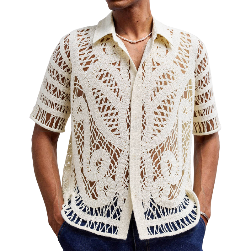 Herbert | Men'S Solid Color Knitted Jacquard Short-Sleeved Shirt