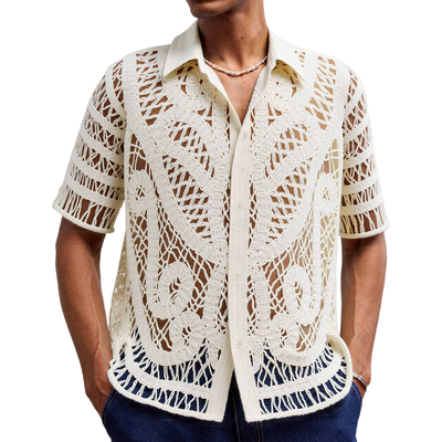 Herbert | Men'S Solid Color Knitted Jacquard Short-Sleeved Shirt