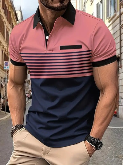 Dale® | Striped Casual Color Block Short Sleeve Shirt