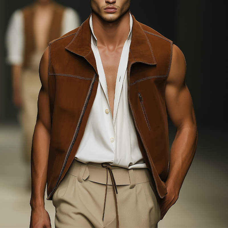Ignacio | Men'S Vintage Classic Suede Zip-Up Vest
