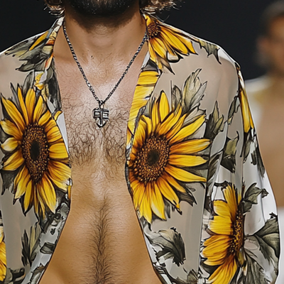 Jerome | Men'S Sunflower Print Long Sleeve Shirt