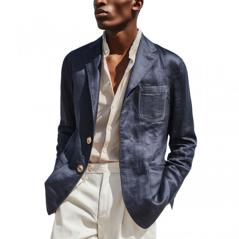 Austin | Men'S Casual Solid Color Tencel Blended Notch Lapel Single-Breasted Slim-Fit Blazer