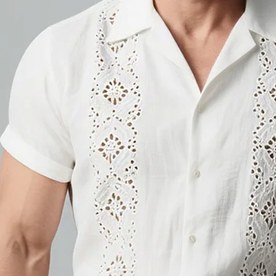 Ethan | Men'S Casual Hollow Decoration Cuban Collar Short Sleeve Shirt