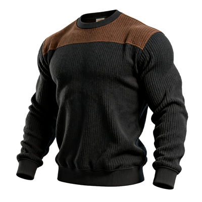 Ananías® | Men's Cotton Blend Knitted Contrast Color Round Neck Long Sleeve T-shirt MTA0988J7X