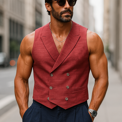 Cristian | Men'S Summer Fashion Slub Linen Vest