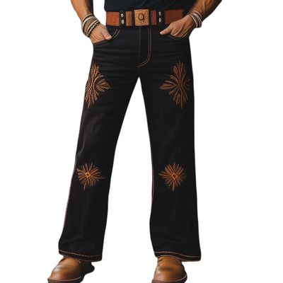 Noah | Men'S Western Cowboy Style Vintage Embroidered Straight Pants