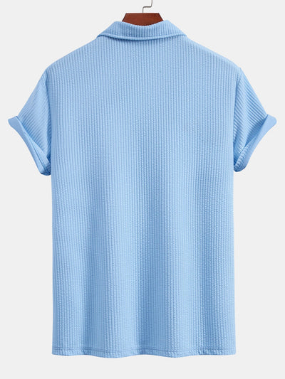 Esau® | Short Sleeved V-Neck Ribbed Polo & Straight Leg Ribbed Pants