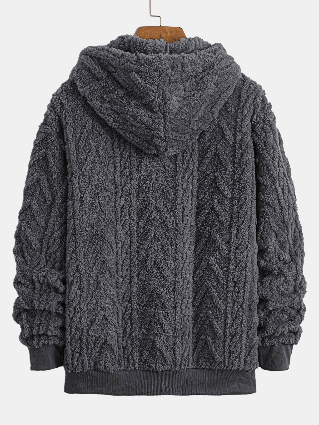 Cillian | Geometric Jacquard Zip Up Teddy Hoodie
