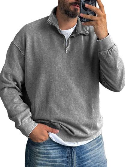 Fernando® | Men'S Basic Zip Stand Up Sweatshirt
