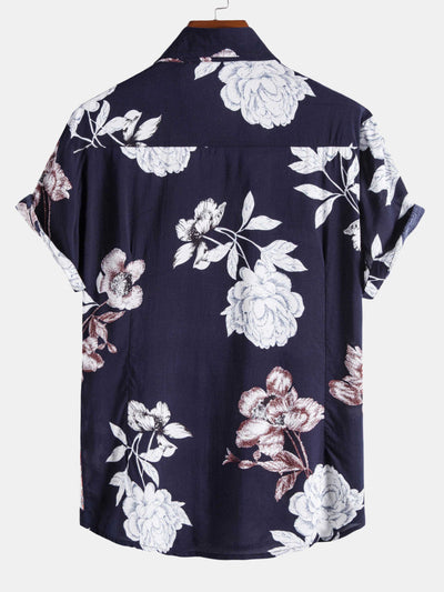 Antero® | Flowers Print Turndown Collar Shirts