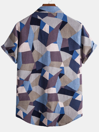 Aspenly® | Geometric Color Block Cotton Shirts