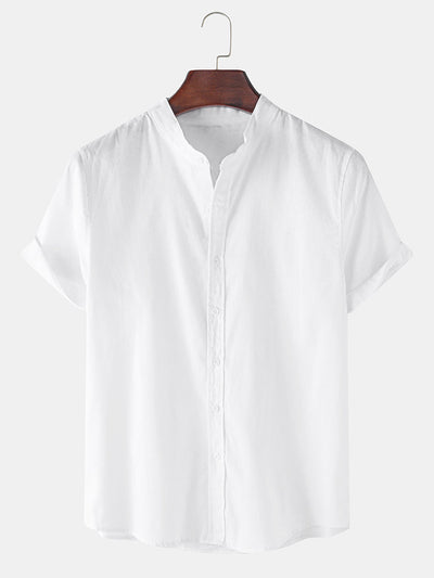 Aegidius® | Linen Look Short Sleeve Basic Shirts & Straight Leg Linen Pants
