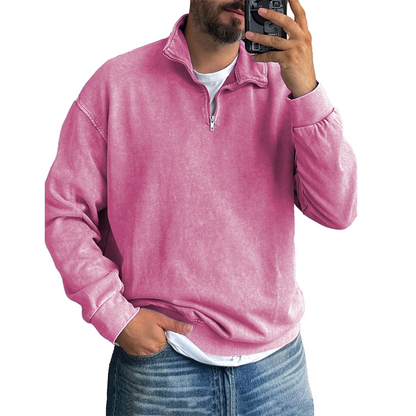 Fernando® | Men'S Basic Zip Stand Up Sweatshirt